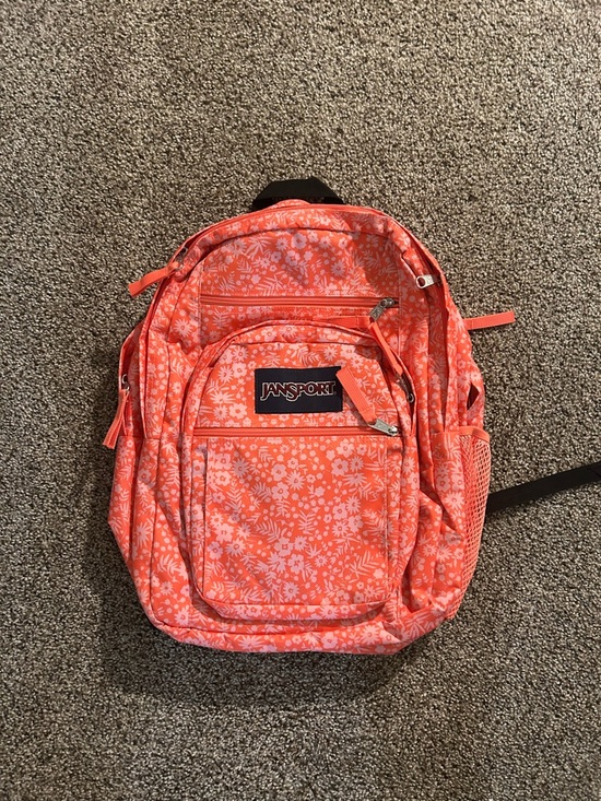 Jansport Handbags - JanSport Coral Pink/Orange Floral Backpack